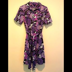 Banana Republic belted dress.  Purple print.  Size 2